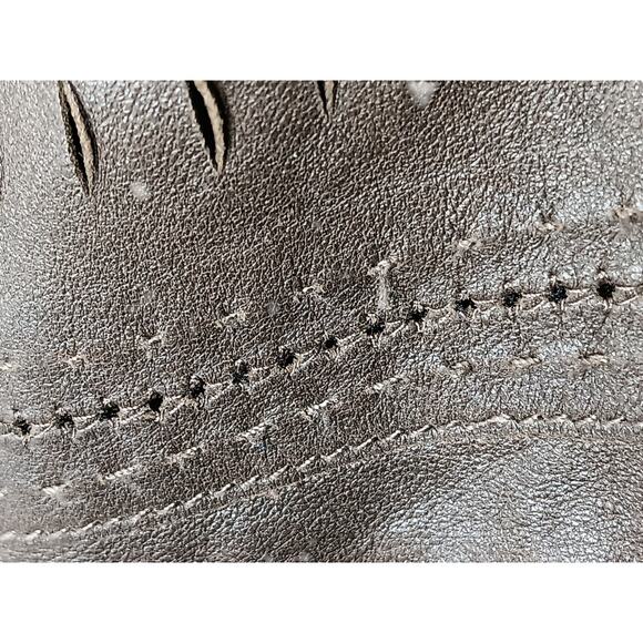 Tahari Woman 100% Leather Jacket Brown Suede Trim Open Front Pockets Boho Chic L - Picture 10 of 16